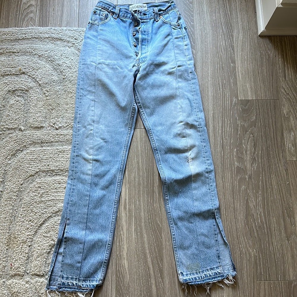 EB denim Vintage Unraveled Straight Leg in Medium Wash - Picture 4 of 6